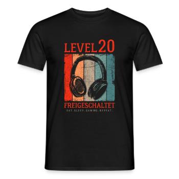 LEVEL 20 FREIGESCHALTET 20. GEBURTSTAG GAMER - Männer T-Shirt - Schwarz - Vorne - AI Model Male 178 light (178cm)