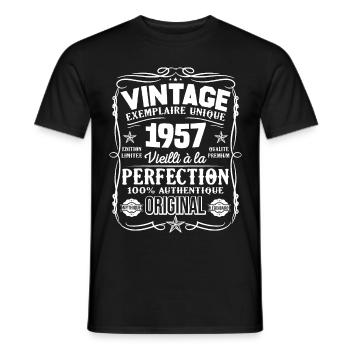 Vintage Made In 1957 Aged To Perfection - Men's T-Shirt - black - Front - AI Model Male 178 light (178cm)