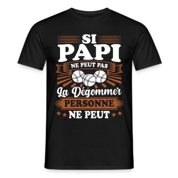 Si Papi Ne Peut Pas La Dégommer Personne Ne Peut - T-shirt homme - noir - Devant - AI Model Male 178 light (178cm)