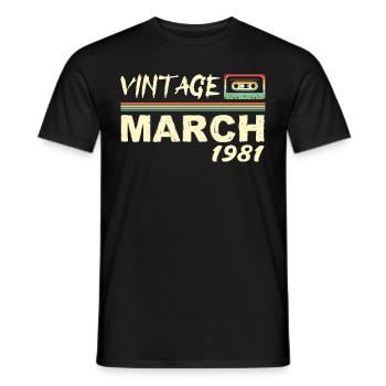 March 1981 - March 1981 - Men's T-Shirt - black - Front - AI Model Male 178 light (178cm)