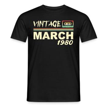 March 1980 - March 1980 - Men's T-Shirt - black - Front - AI Model Male 178 light (178cm)