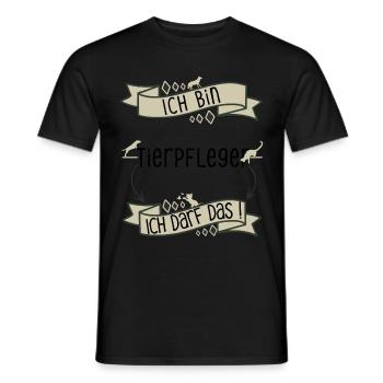 Lustiger Tierpfleger Spruch - ich darf das - Männer T-Shirt - Schwarz - Vorne - AI Model Male 178 light (178cm)