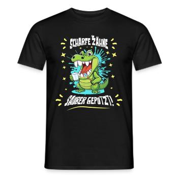Krokodil Zahn Hygiene - Männer T-Shirt - Schwarz - Vorne - AI Model Male 178 light (178cm)