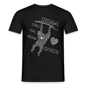 DIGGA CHILL MAL DEINE BASIS - Männer T-Shirt - Schwarz - Vorne - AI Model Male 178 light (178cm)
