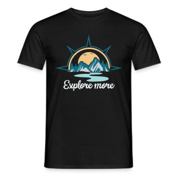 Entdecke mehr. explore more. wandern, erkunden, - Männer T-Shirt - Schwarz - Vorne - AI Model Male 178 light (178cm)