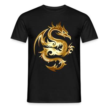 Goldener Chinesischer Drache Geschenk Idee - Männer T-Shirt - Schwarz - Vorne - AI Model Male 178 light (178cm)