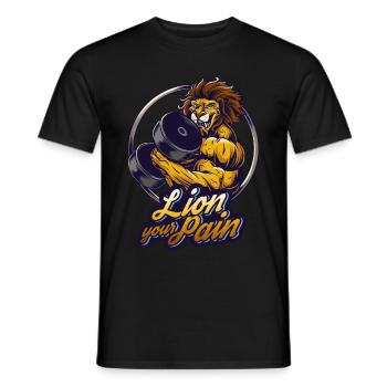 Bodybuilder muscle lion lie your pain saying - Men's T-Shirt - black - Front - AI Model Male 178 light (178cm)