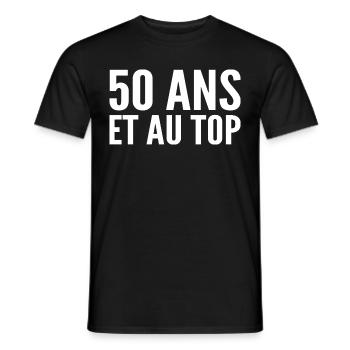 50 years old and at the top - Men's T-Shirt - black - Front - AI Model Male 178 light (178cm)