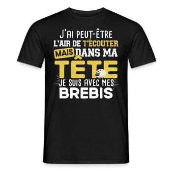 Brebis Mouton Agneau Laine Humour Ferme Agricole - T-shirt homme - noir - Devant - AI Model Male 178 light (178cm)