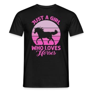 Just A Girl Who Loves Horses - Horseback Equestria - Männer T-Shirt - Schwarz - Vorne - AI Model Male 178 light (178cm)