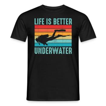 Life Is Better Underwater - Ocean Sea Free Diving - Men's T-Shirt - black - Front - AI Model Male 178 light (178cm)