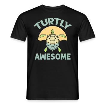 Turtly (Totally) Awesome - Tortue de mer de l’océan - T-shirt homme - noir - Devant - AI Model Male 178 light (178cm)