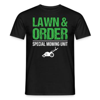 Lawn & Order Special Mowing Unit - Gardener - Men's T-Shirt - black - Front - AI Model Male 178 light (178cm)