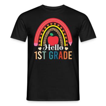 First Day Of School Hello First 1st Grade Teacher - Men's T-Shirt - black - Front - AI Model Male 178 light (178cm)