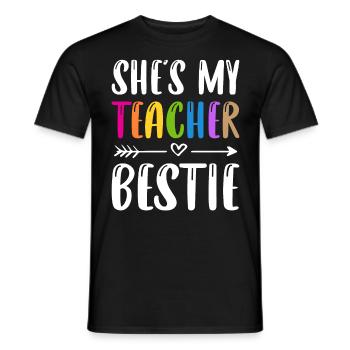 First Day Of School She's My Teacher Beast - Men's T-Shirt - black - Front - AI Model Male 178 light (178cm)