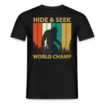 Hide And Seek World Champion - Sasquatch Bigfoot - Men's T-Shirt - black - Front - AI Model Male 178 light (178cm)