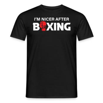 Boxe Kickboxing - Je suis plus gentil après la boxe - T-shirt homme - noir - Devant - AI Model Male 178 light (178cm)