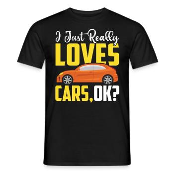 Slogan de dicton mécanicien - J’aime vraiment les voitures, - T-shirt homme - noir - Devant - AI Model Male 178 light (178cm)