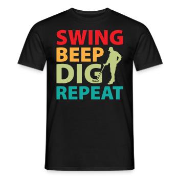 Dirt Fishing - Swing Beep Dig Repeat - Men's T-Shirt - black - Front - AI Model Male 178 light (178cm)