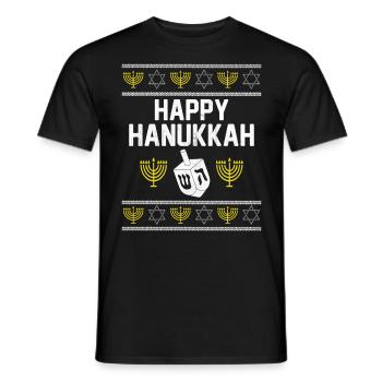 Hanukkah Jewish Ugly Christmas - Reindeer Jewdol - Männer T-Shirt - Schwarz - Vorne - AI Model Male 178 light (178cm)