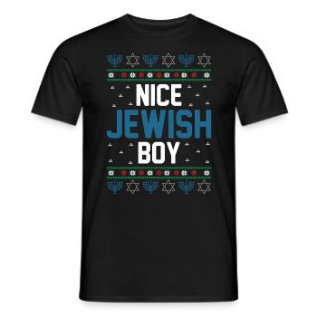 Hanukkah Jewish Ugly Christmas - Nice Jewish Boy - Men's T-Shirt - black - Front - AI Model Male 178 light (178cm)