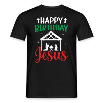 Ugly Christmas - Happy Birthday Jesus Christ - Men's T-Shirt - black - Front - AI Model Male 178 light (178cm)