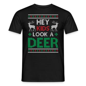 Ugly Christmas - Hey Kids Look A Deer - Men's T-Shirt - black - Front - AI Model Male 178 light (178cm)