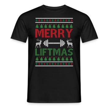 Ugly Christmas - Merry Liftmas - Men's T-Shirt - black - Front - AI Model Male 178 light (178cm)