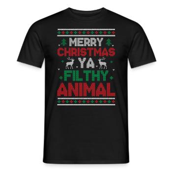 Merry Christmas Ya Filthy Animals - Saying Ugly Ch - Männer T-Shirt - Schwarz - Vorne - AI Model Male 178 light (178cm)