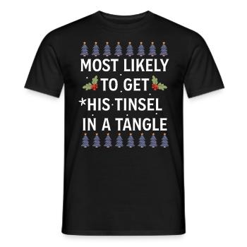 Christmas Most Likely To Get His Tinsel In A Tangl - Men's T-Shirt - black - Front - AI Model Male 178 light (178cm)