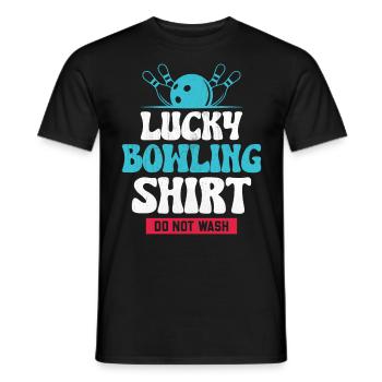 Bowling Smashing Pins - Do Not Wash Lucky Bowling - Männer T-Shirt - Schwarz - Vorne - AI Model Male 178 light (178cm)