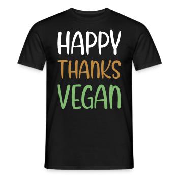 Happy Thanks Vegan - Thanksgiving - Men's T-Shirt - black - Front - AI Model Male 178 light (178cm)