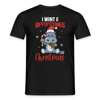 Citation de Noël - Je veux des hippopotames pour Noël Salut - T-shirt homme - noir - Devant - AI Model Male 178 light (178cm)