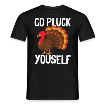 Happy Thanks Vegan - Turkey Go Pluck Yourself - Men's T-Shirt - black - Front - AI Model Male 178 light (178cm)