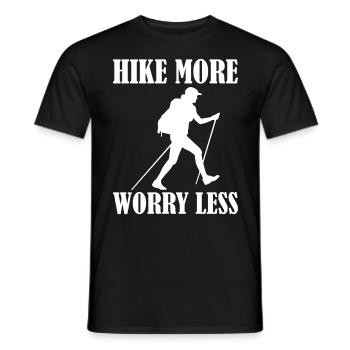 Bouldering Hiking Rock Climbing - Hike More Worry - Men's T-Shirt - black - Front - AI Model Male 178 light (178cm)