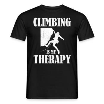 Bouldering Hiking Rock Climbing - This Is My Thera - Men's T-Shirt - black - Front - AI Model Male 178 light (178cm)