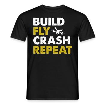 Drone Pilot Build Fly Crash Repeat Quadcopter Raci - T-shirt homme - noir - Devant - AI Model Male 178 light (178cm)