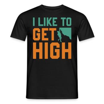 Bouldering Hiking Climbing - I Like To Get High - Männer T-Shirt - Schwarz - Vorne - AI Model Male 178 light (178cm)