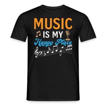 Guitar Player - Music Is My Happy Place - Men's T-Shirt - black - Front - AI Model Male 178 light (178cm)