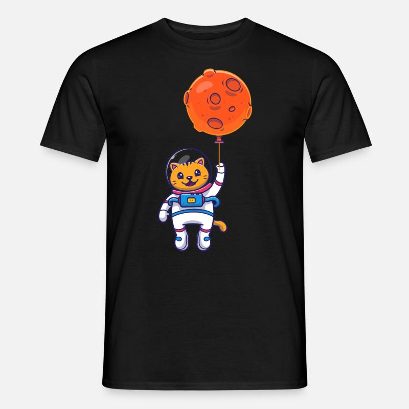Space Cat Moon Planets Astronaut Space Balloons - Männer T-Shirt - Schwarz