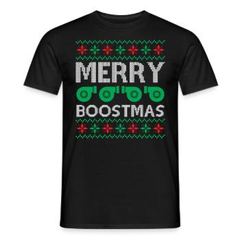 Engine Car Tuning Ugly Christmas - Merry Boostmas - Männer T-Shirt - Schwarz - Vorne - AI Model Male 178 light (178cm)