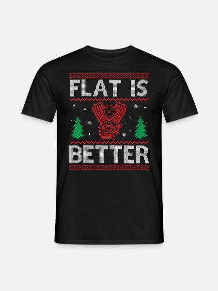 Engine Car Tuning Ugly Christmas - Flat Is Better - Männer T-Shirt - Schwarz