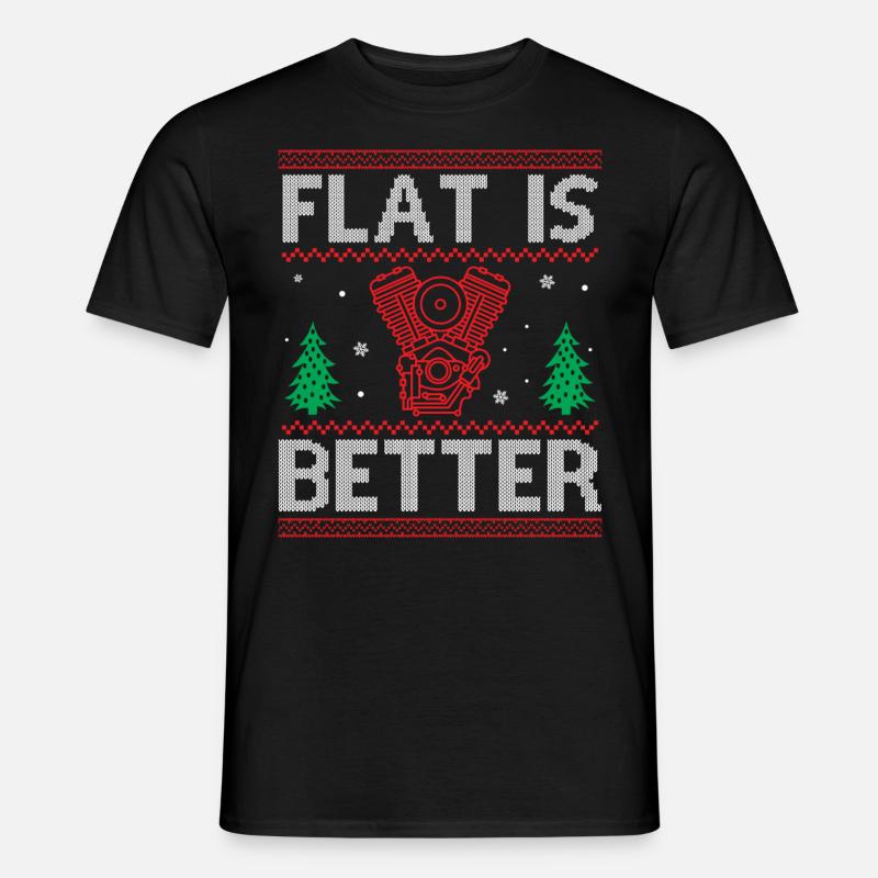 Engine Car Tuning Ugly Christmas - Flat Is Better - Männer T-Shirt - Schwarz