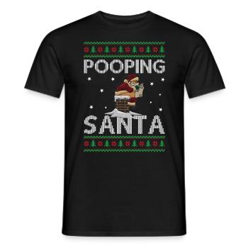 Caca Père Noël dans la cheminée - Noël moche - T-shirt homme - noir - Devant - AI Model Male 178 light (178cm)