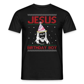 Jesus Birthday Boy - Ugly Christmas - Men's T-Shirt - black - Front - AI Model Male 178 light (178cm)