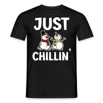 Snowman - Just Chillin - Men's T-Shirt - black - Front - AI Model Male 178 light (178cm)