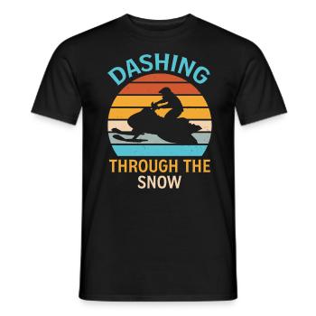 Snowmobiling Joke Pun Slogan - Dashing Through The - Men's T-Shirt - black - Front - AI Model Male 178 light (178cm)