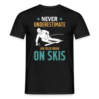Ski Winter Skiing - Never Underestimate An Old Man - Men's T-Shirt - black - Front - AI Model Male 178 light (178cm)