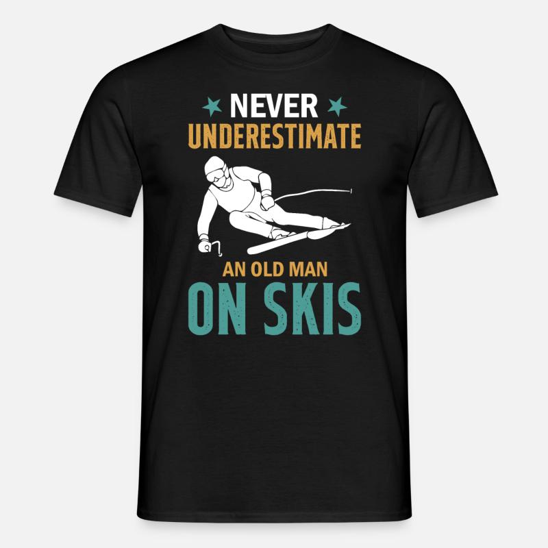 Ski Winter Skiing - Never Underestimate An Old Man - Männer T-Shirt - Schwarz