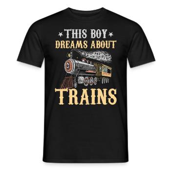 Train Saying Slogan - Ce garçon rêve de trains - T-shirt homme - noir - Devant - AI Model Male 178 light (178cm)